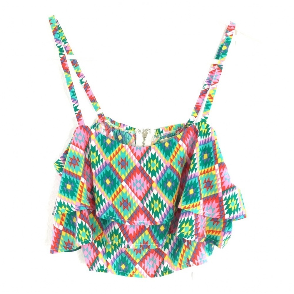 LF x Dream State Rainbow Tiered Aztec Crop Top S